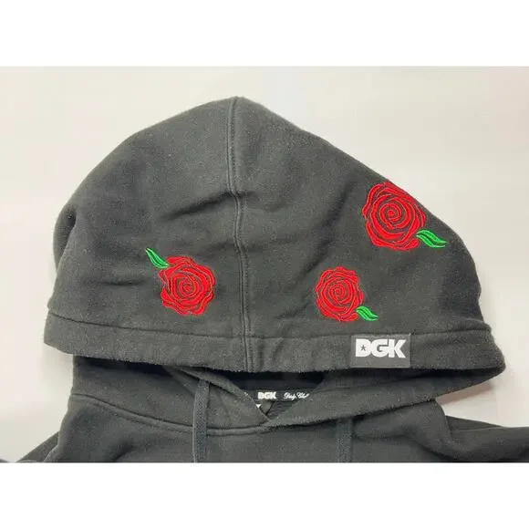 DGK Dirty Ghetto Kids Women's Black Rose Print Hoodie Sweatshirt - Size M - Picture 4 of 6